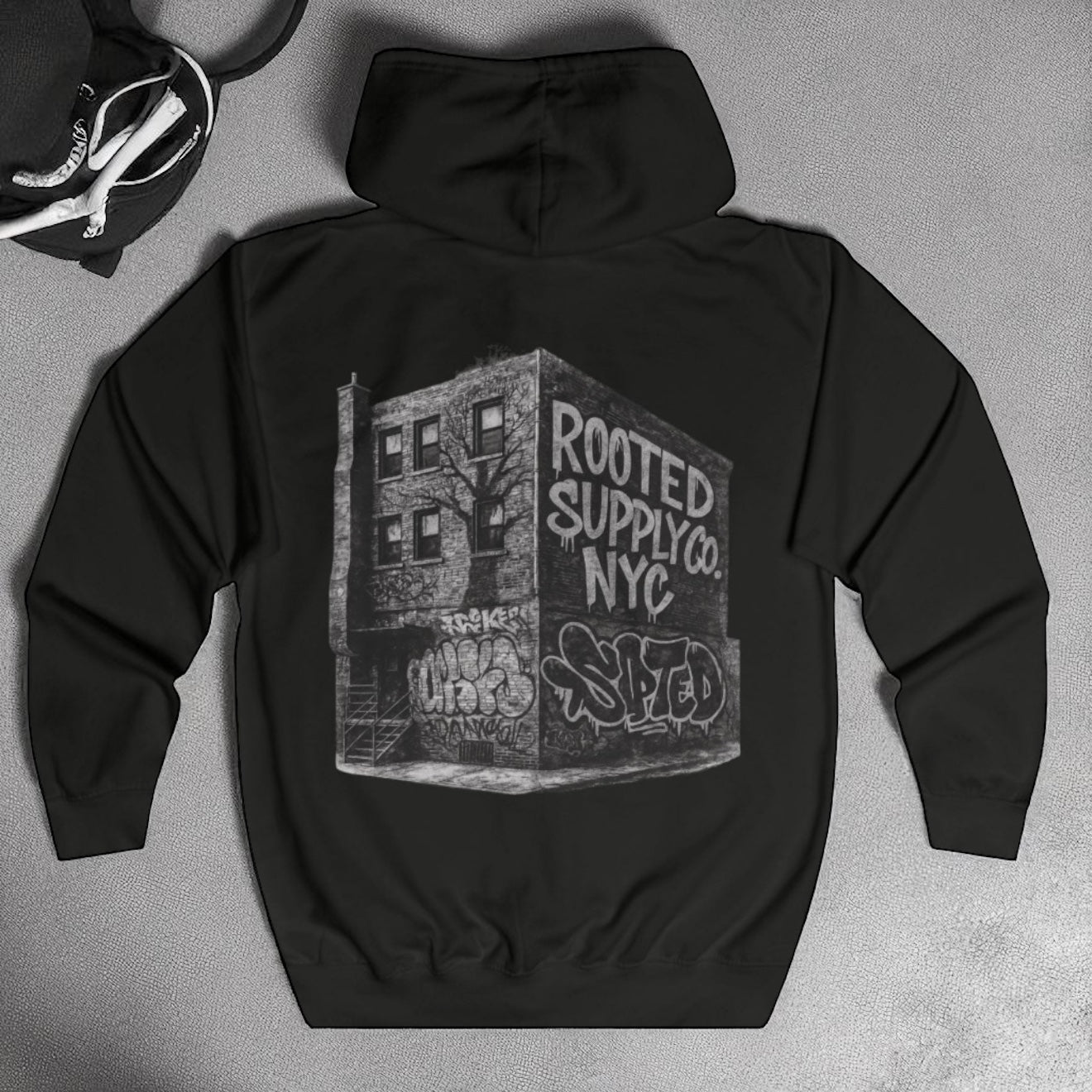 Cityscape Graphic Unisex Full Zip Hoodie, Urban Street Style Sweatshirt, Graffiti Logo Hooded Jacket, Hip Hop Fashion Outerwear, Cool